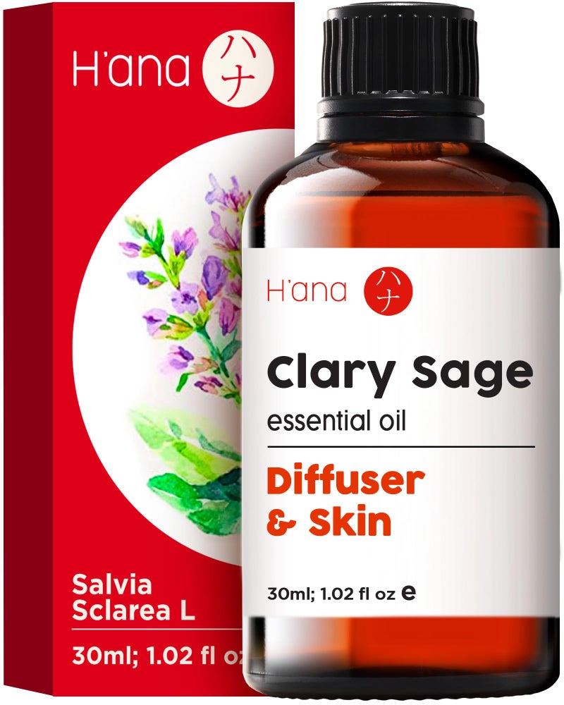 hana H'ana Clary Sage Essential Oil - 1.02 Fl Oz - for Hair, Skin, Diffuser, Aromatherapy, DIY Candle & Soap Making - Image 1